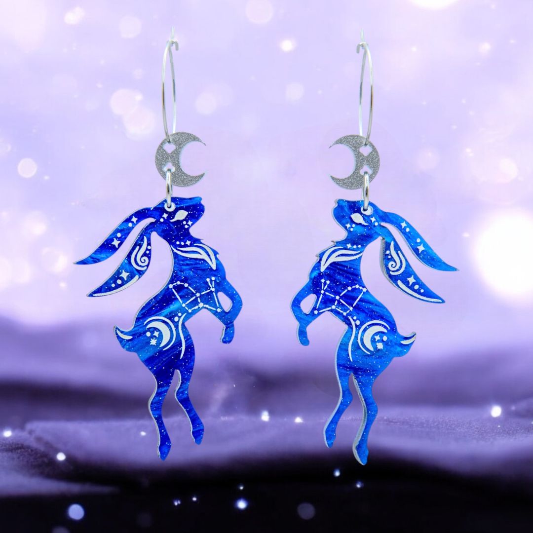 NEW Celestial Lepus Hare Hoop Earrings - Handmade Fantasy Jewellery
