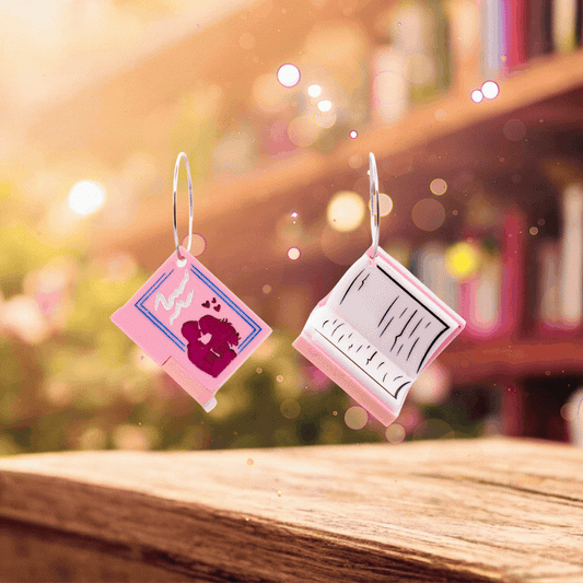 Second-Chance Romance 3D Book Earrings - Acrylic Hoop Earrings - Handmade Bookish Jewellery