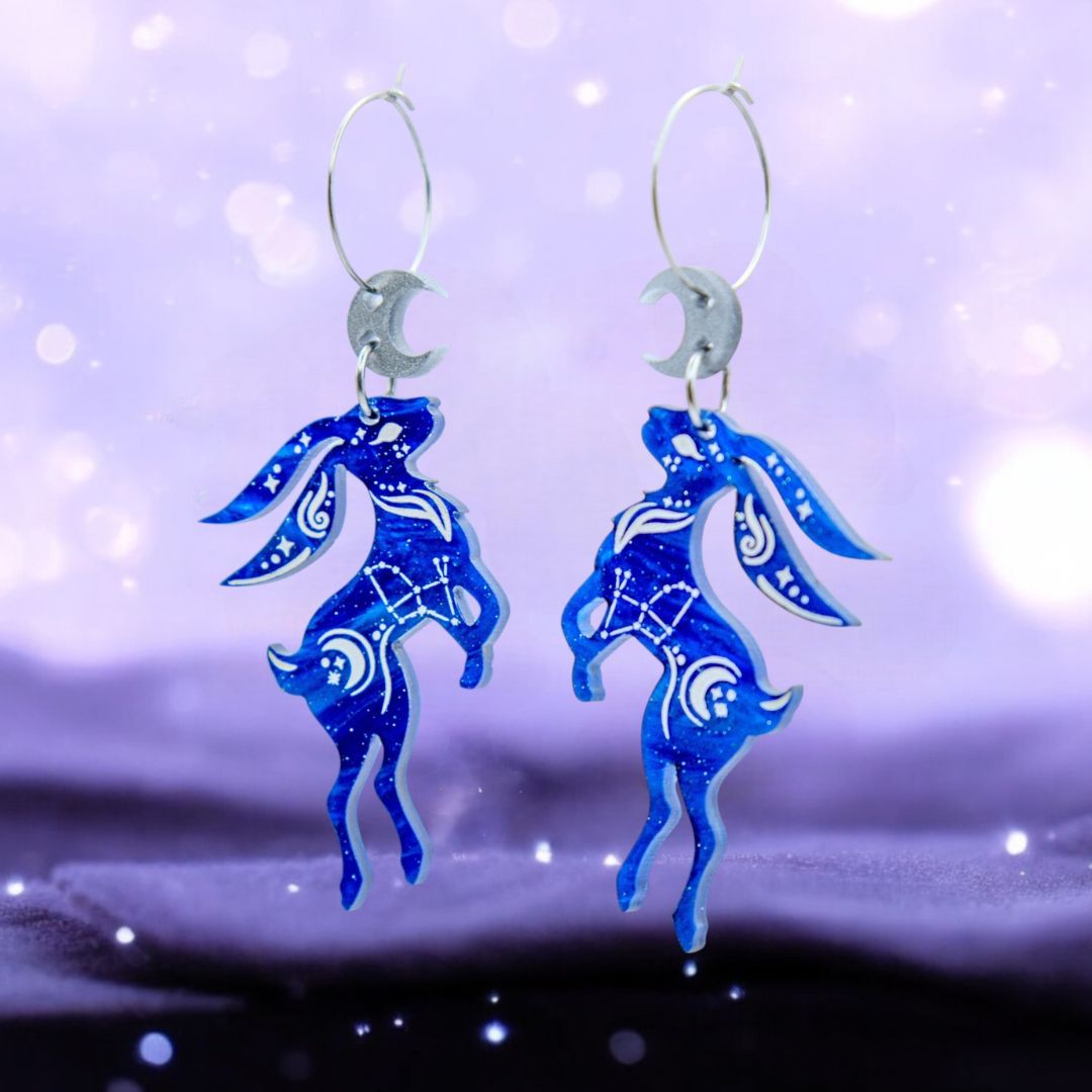 NEW Celestial Lepus Hare Hoop Earrings - Handmade Fantasy Jewellery