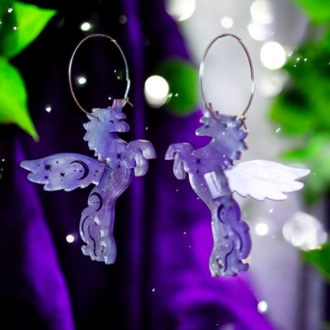 3D Pegasus Earrings - Handmade Fantasy Jewellery