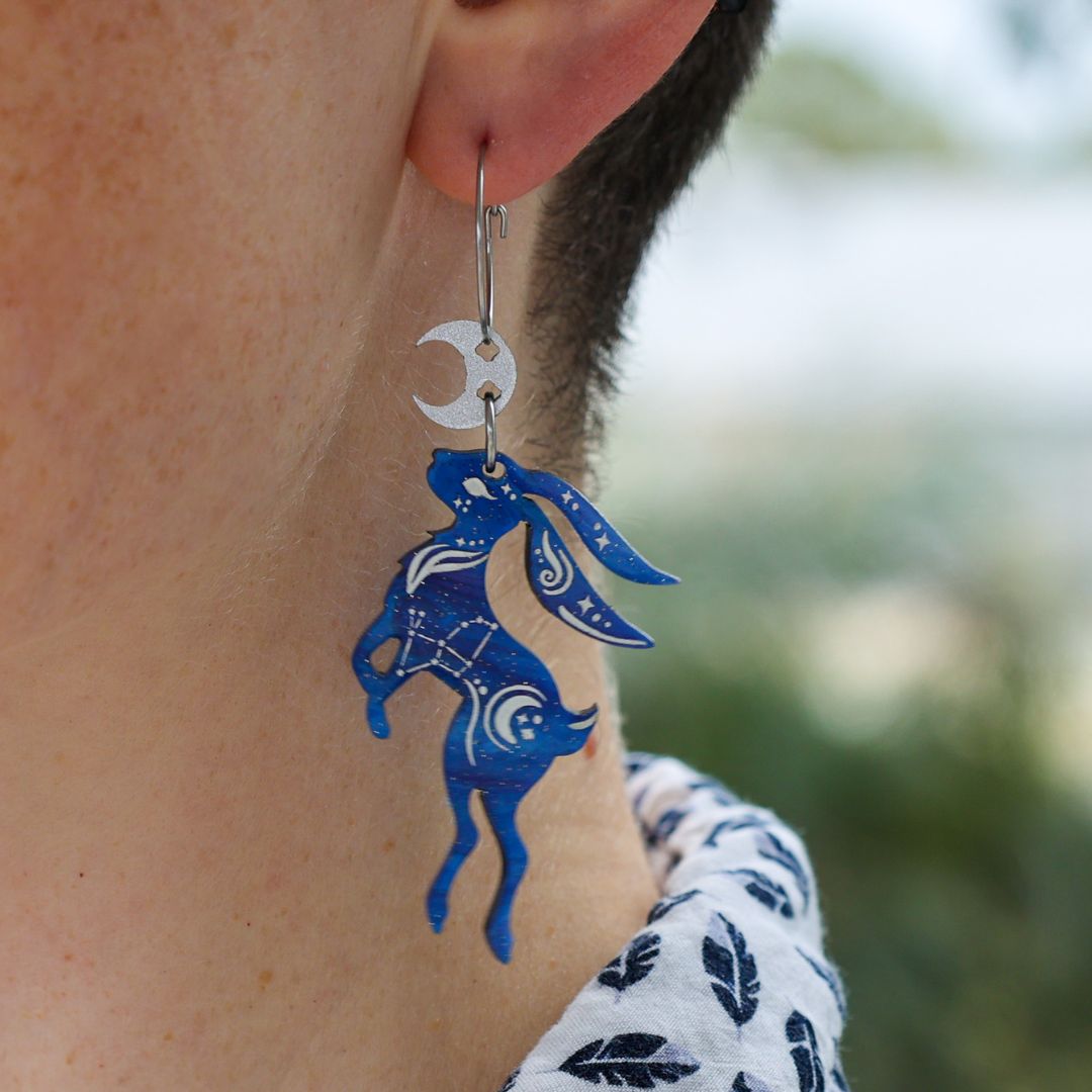NEW Celestial Lepus Hare Hoop Earrings - Handmade Fantasy Jewellery