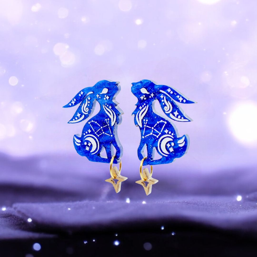 NEW Celestial Lepus Hare Stud Earrings - Handmade Fantasy Jewellery
