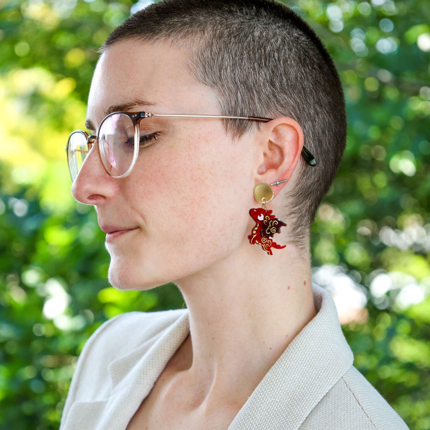 3D 'Nova' Dragon Dangles - Acrylic Earrings - Handmade Fantasy Jewellery